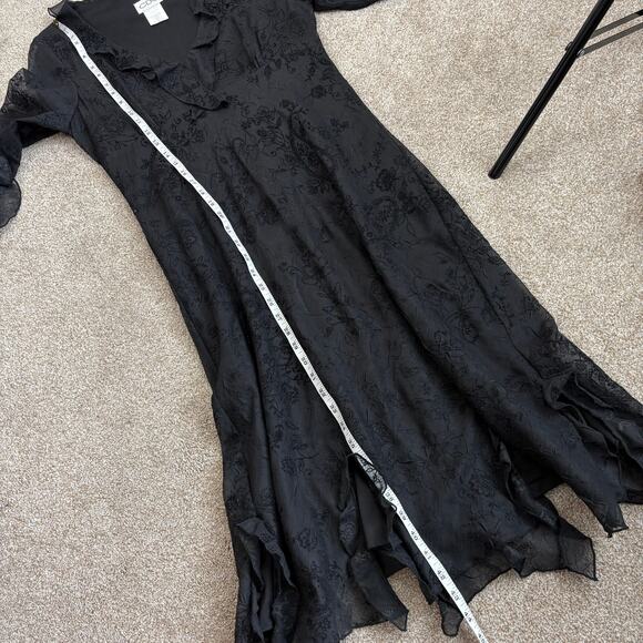 Vtg 90s CDC by Rampage Floral Ruffle Neck Midi Dress Womens Size 8 Whimsigoth - Picture 12 of 12